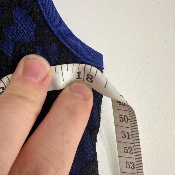 Jessica Blue Sheath Mini Dress Sleeveless Crew Neck - Picture 3 of 6